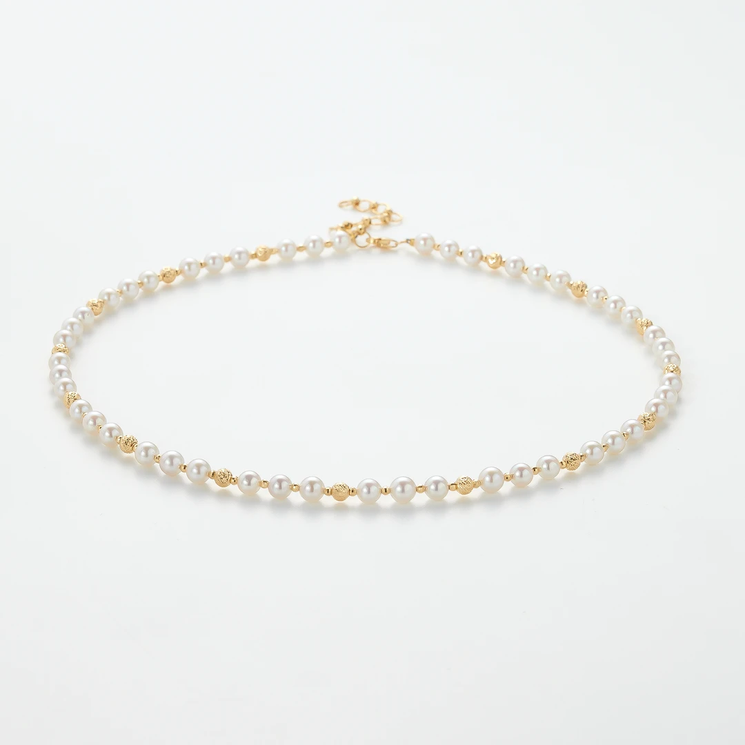 【夕汐定制】海水珍珠白色Akoya设计款珍珠项链4.5-5.5mm/18k金/