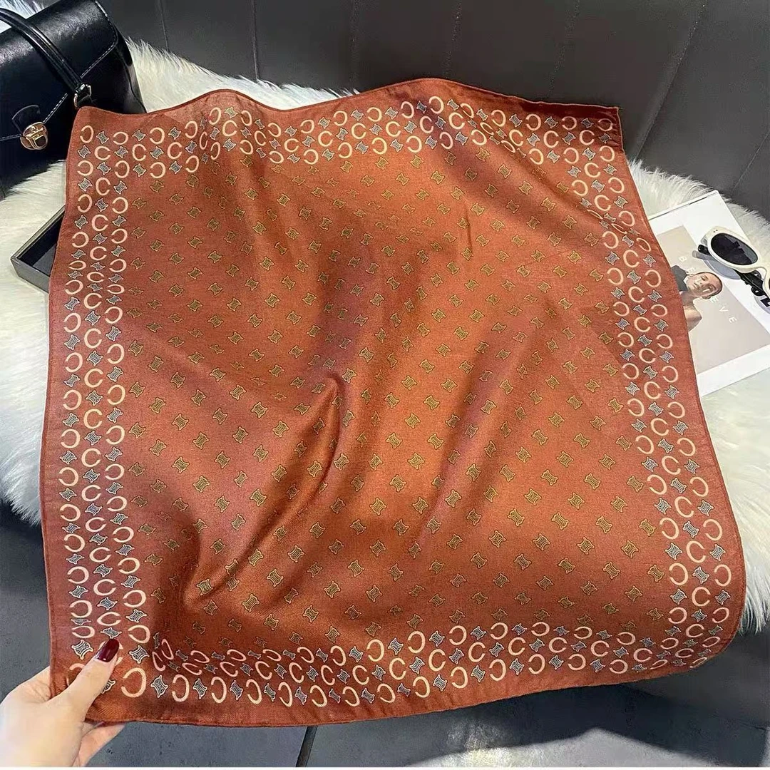 C122【酒红C纹】70*70左右 丝巾