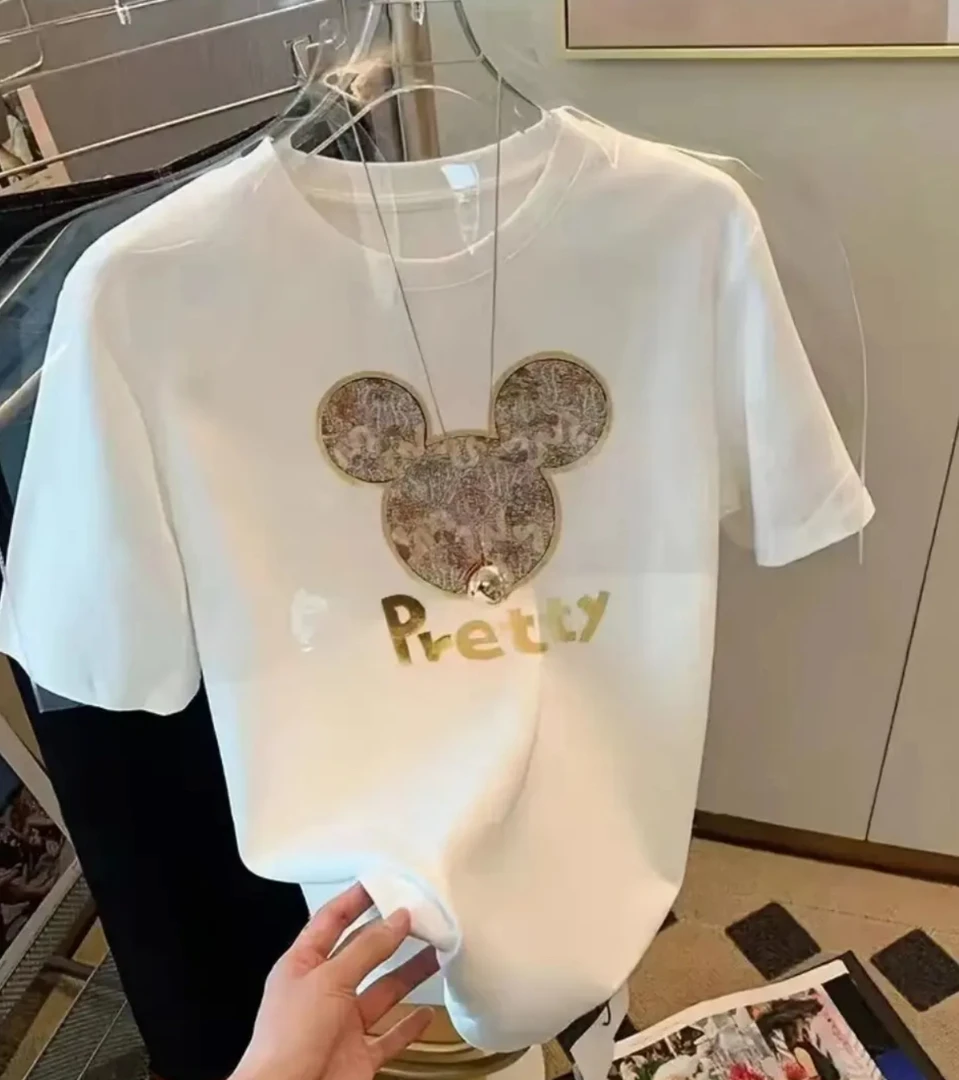 透气宽松2025夏季白色小众T恤上衣纯棉印花休闲时尚半袖insT恤