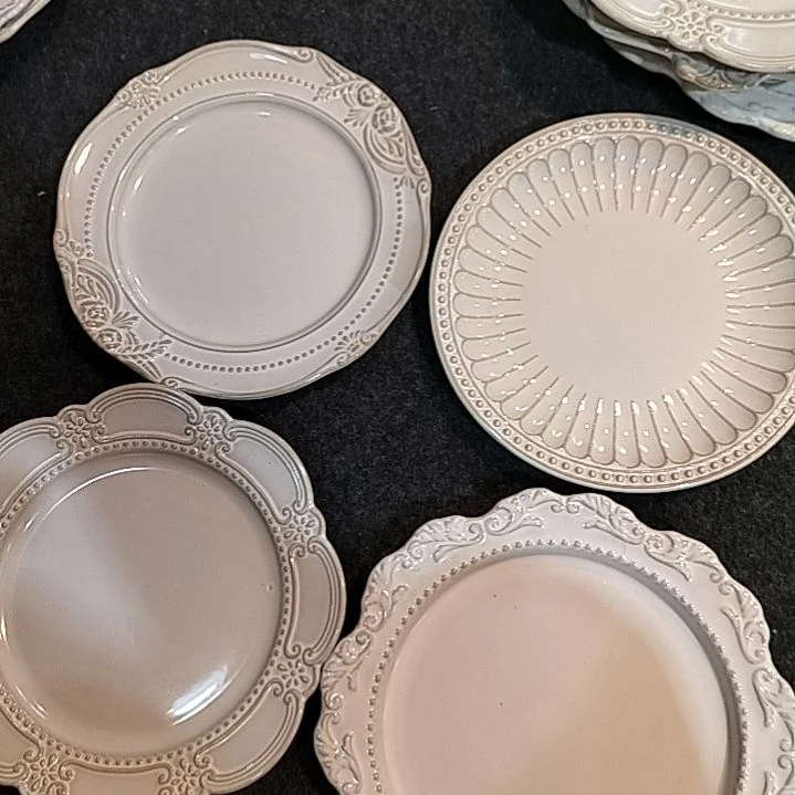 瓷片微瑕巴洛克八寸浅盘四个一组