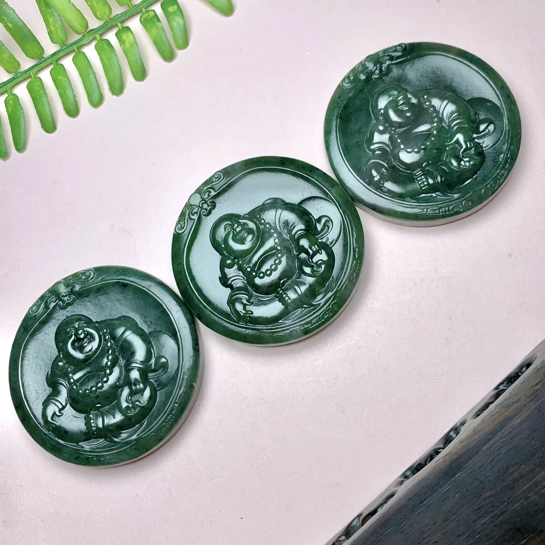 【矿姐珠宝】1007和田碧玉弥勒佛吊坠多样性发货拍一发一