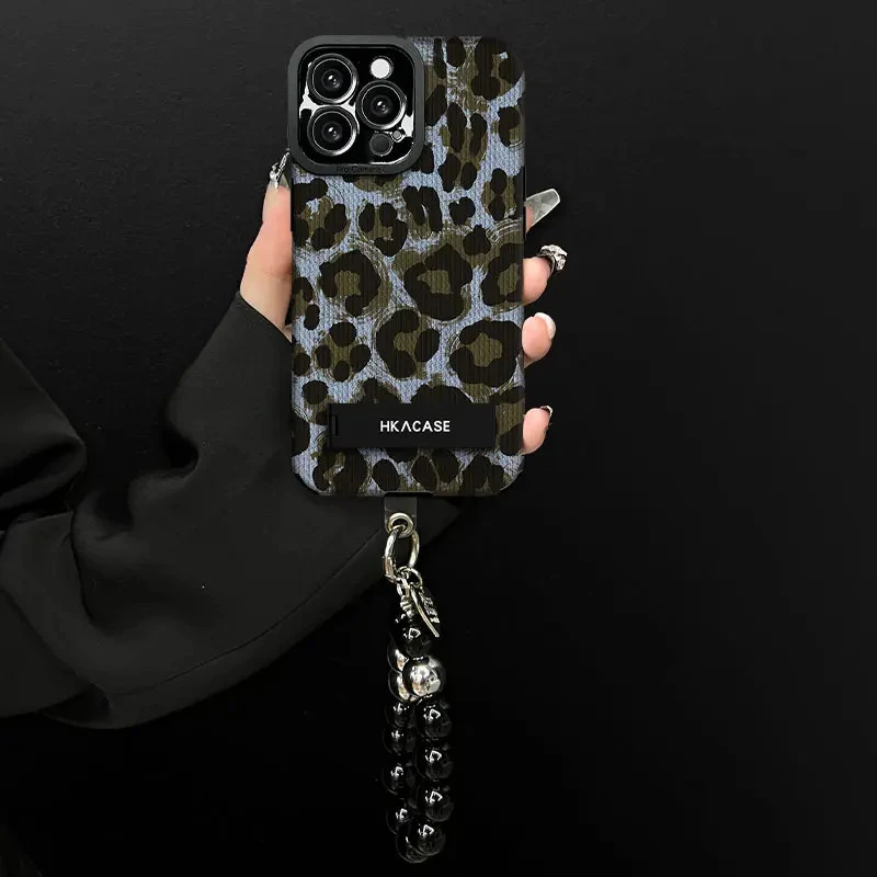 蓝豹纹适用苹果vivo华为oppo小米iPhone16瞳眼竖条纹手机壳