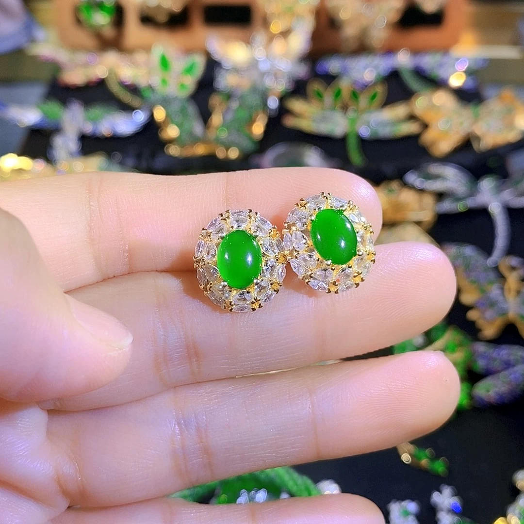 颈饰银S925镶嵌翡翠