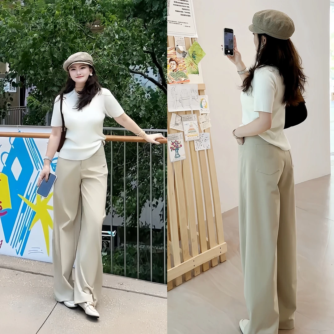 PRASE·杨杨【显瘦弯刀裤】微胖轻奢设计秋女时尚显瘦休闲裤PR508E27
