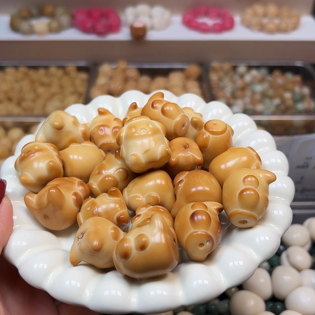 手串菩提根/象牙果瑕疵炭烤不丁狗10颗有裂