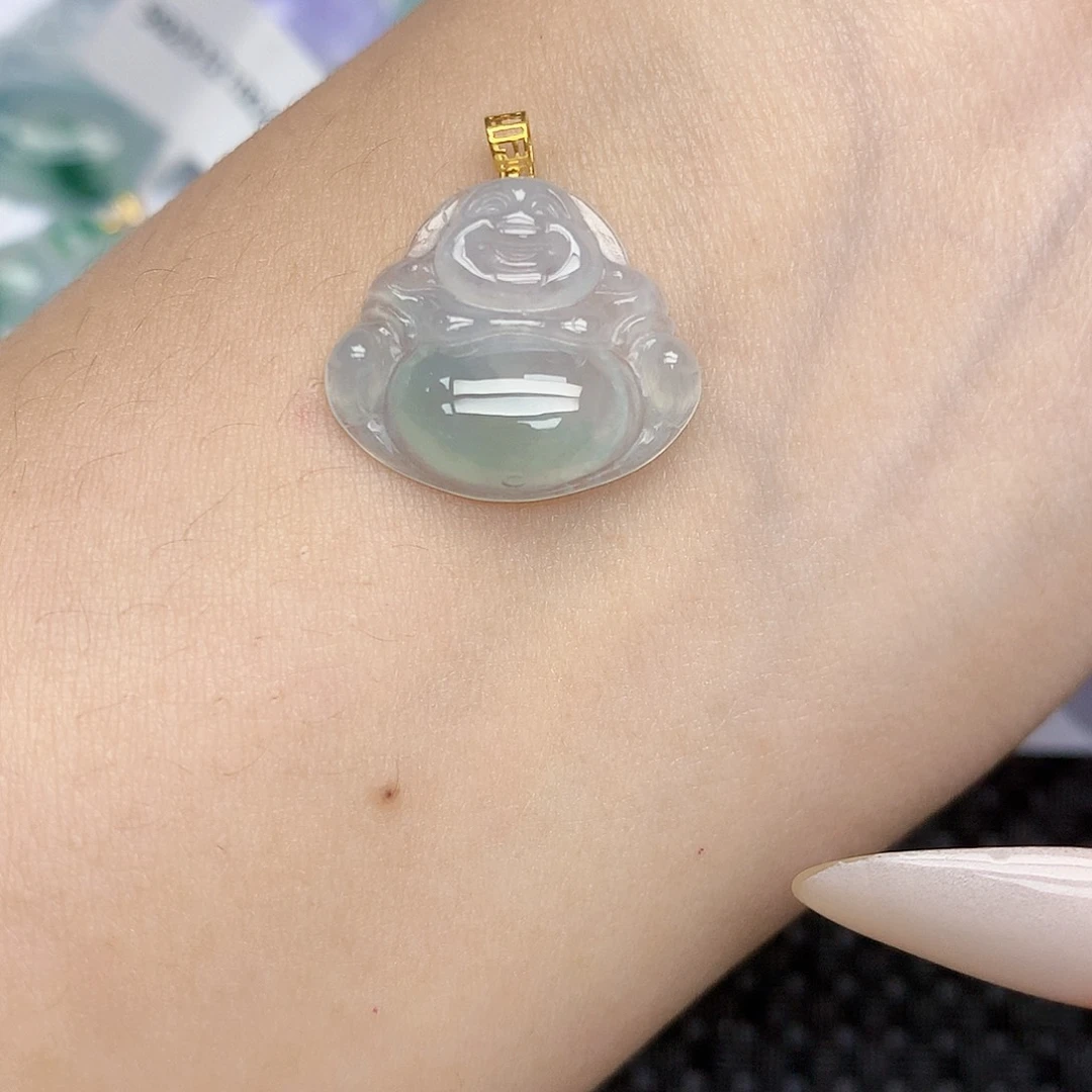 翡翠18K金镶嵌颈饰天然缅甸翡翠a货百元以上9元证书费自理