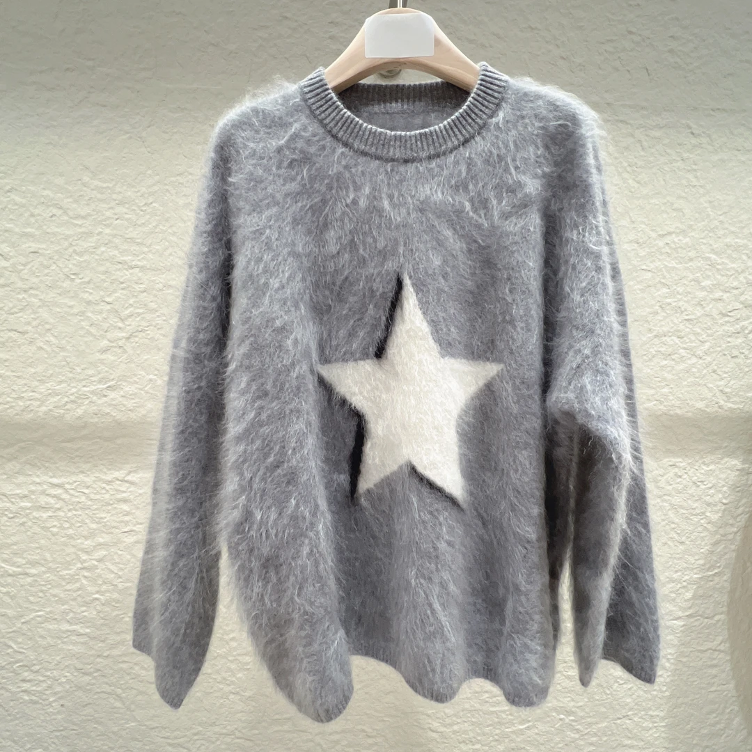 【云龙工厂】100山羊绒拉绒圆领时尚休闲女款加厚圆领套头衫8801