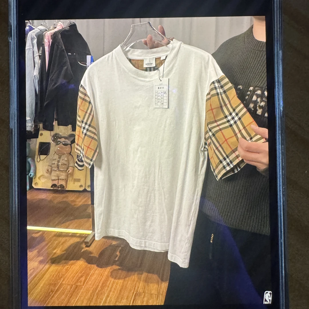 99新 BURBERRY/博柏利 Burberry 经典条纹拼接短袖/12255