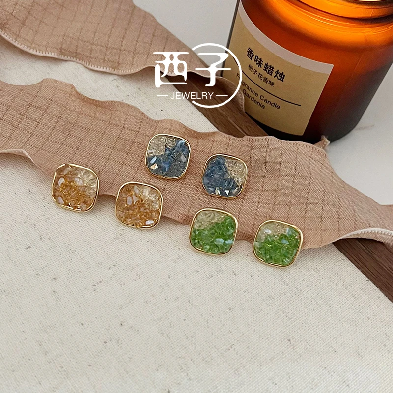 西子饰品【人鱼泪耳钉】【绿野仙踪耳钉】小香风气质法式满镶锆石耳饰