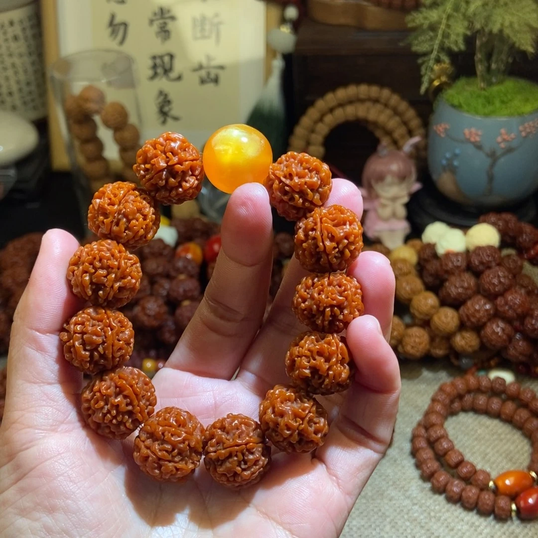 金刚菩提手串206半玉琉璃黄