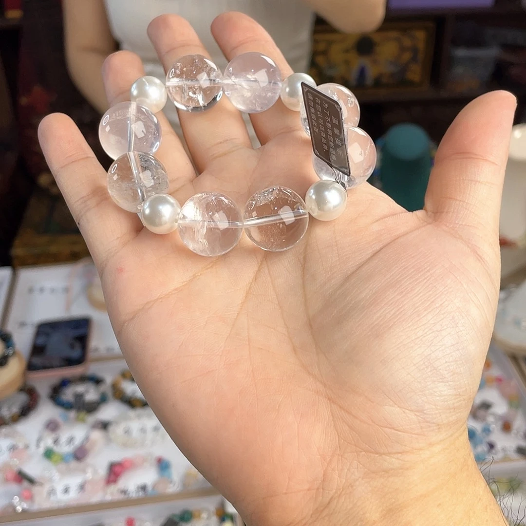 水晶手链银S925镀金镶嵌