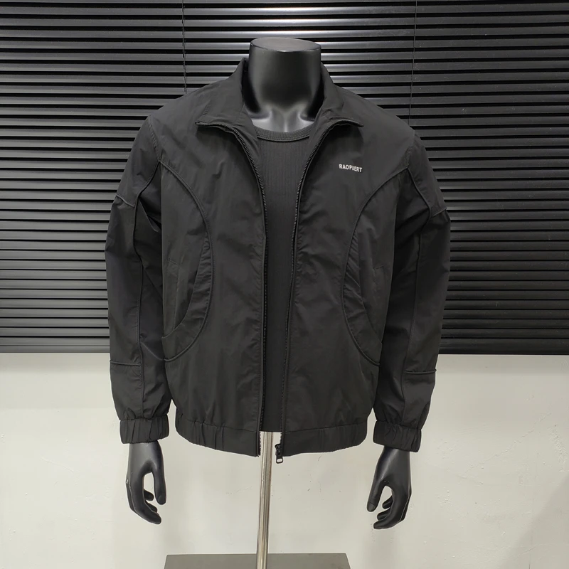 2025新款男士立领薄款夹克休闲上衣男装春秋美式潮牌痞帅短款外套