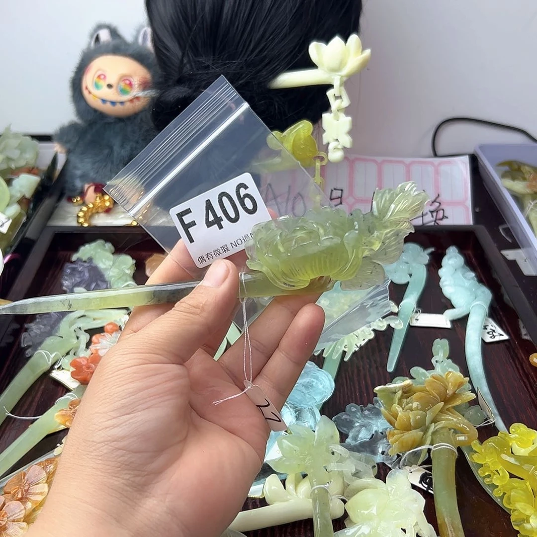 合金蛇纹石玉发饰会**鱼