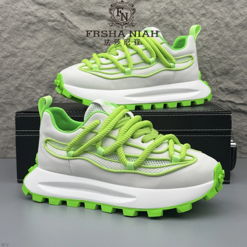 法莎尼亚男士老爹鞋2025夏季新款百搭时尚潮流厚底痞帅休闲运动鞋