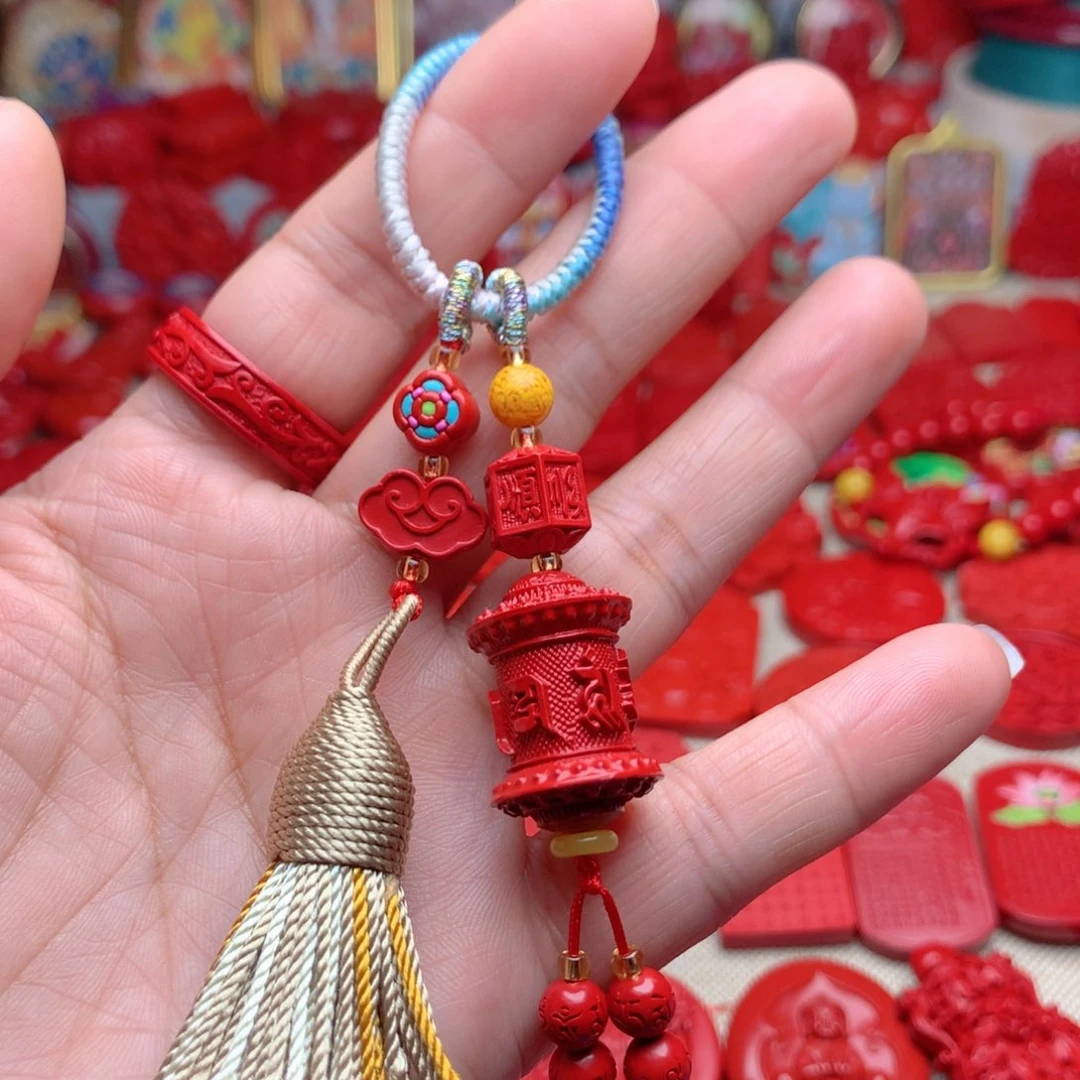 天然辰砂工艺品朱砂钥匙扣包包挂