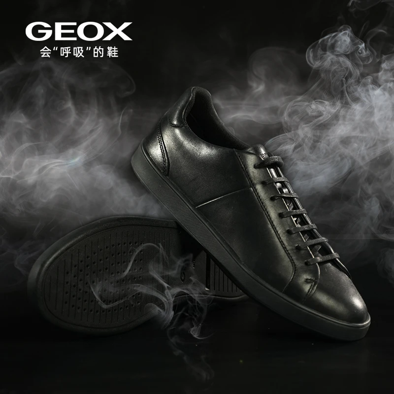 GEOX/杰欧适男士夏季透气男款商务黑色百搭时尚经典低帮板鞋