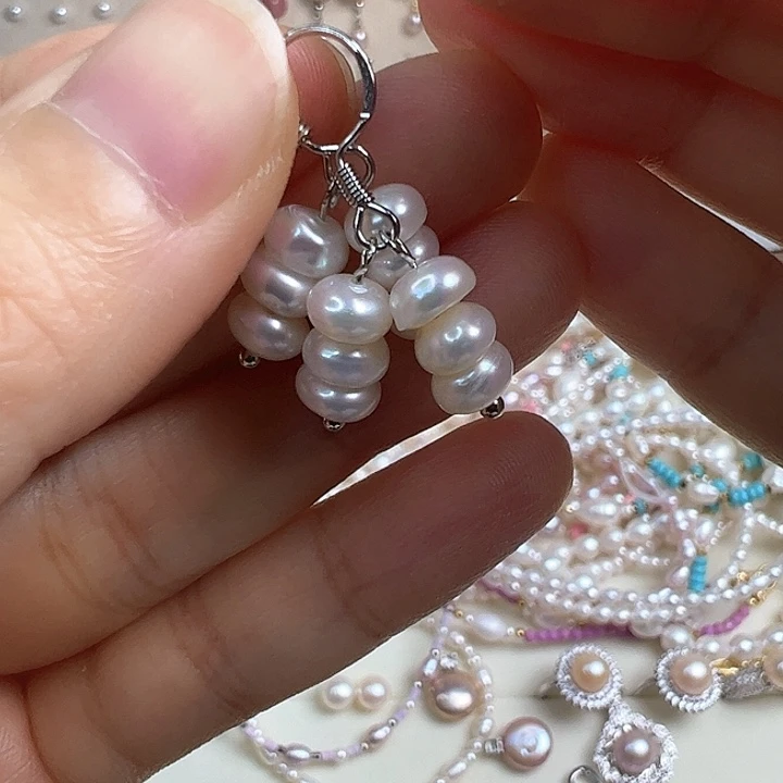 银S925镶嵌淡水珍珠耳饰