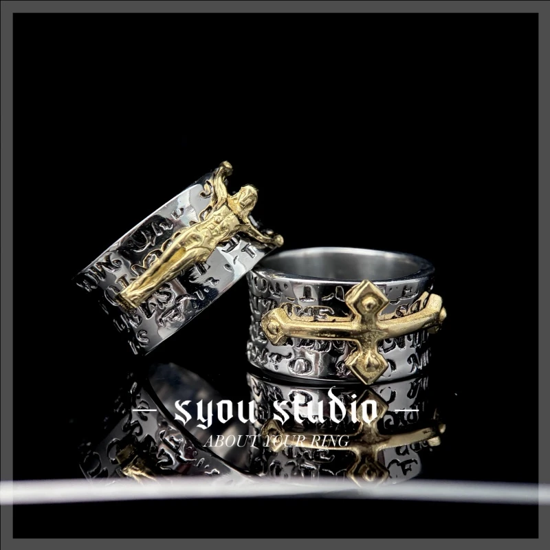 钛钢戒指 高级感十字架简约戒指小众个性复古指环经典饰品欧美