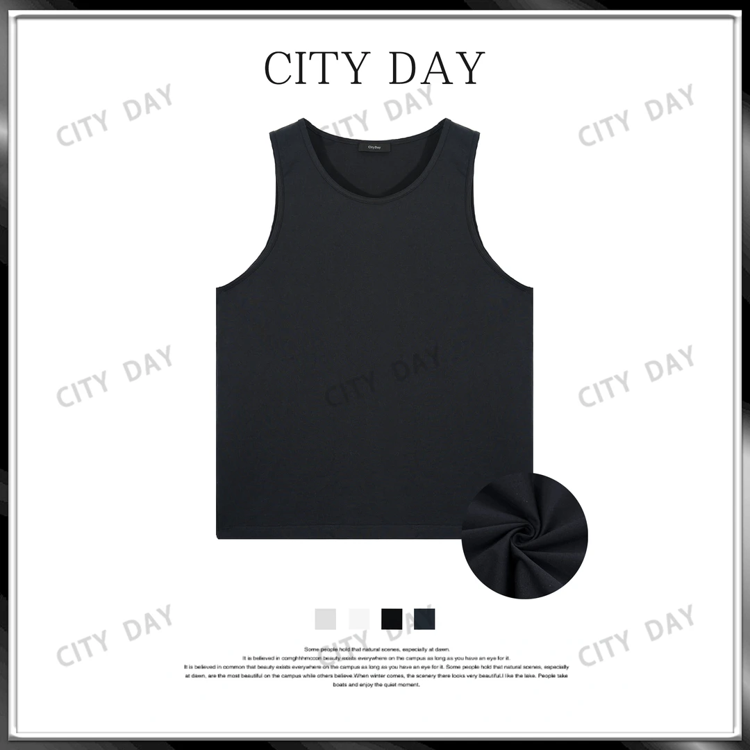CityDay【灰叔】 100棉素雅圆领休闲老钱背心 26