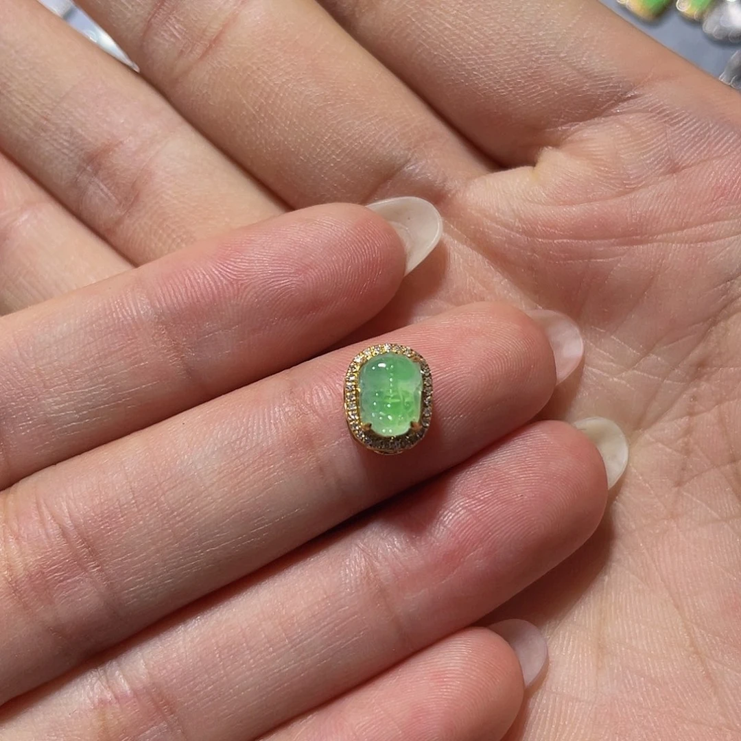 翡翠18K金镶嵌吊坠(不含链)