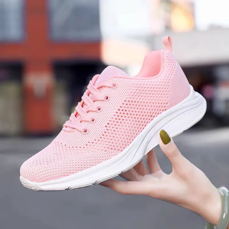 6016新款夏季透气运动鞋健步鞋轻便女鞋女士防滑时尚飞织鞋网面