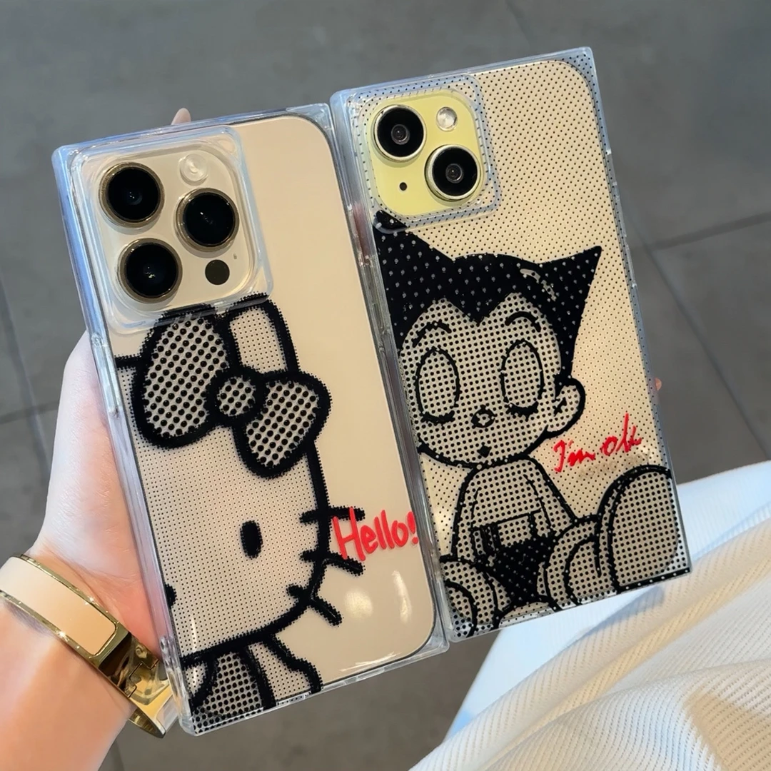 欧克里里像素kt阿童木适用苹果15/16promax手机壳14/13冰晶方块12