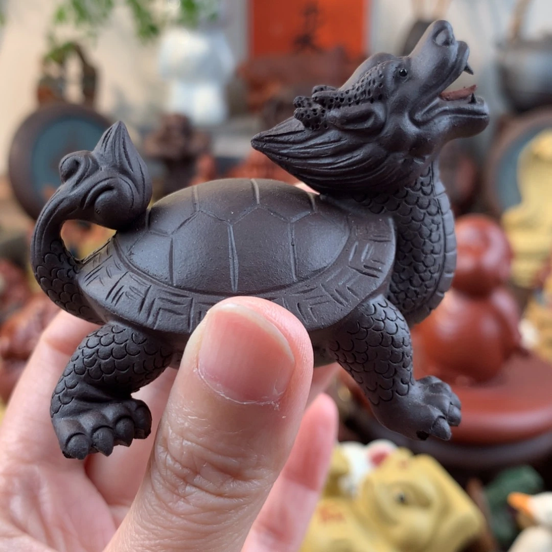 紫砂茶宠龙龟紫泥