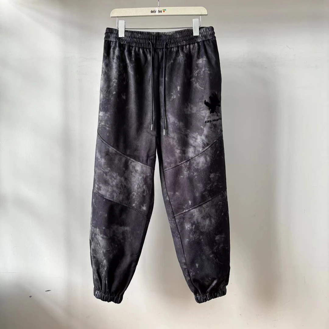 I-38【EC】夏季男款蓝色休闲扎染立裁休闲束脚长裤  UK002