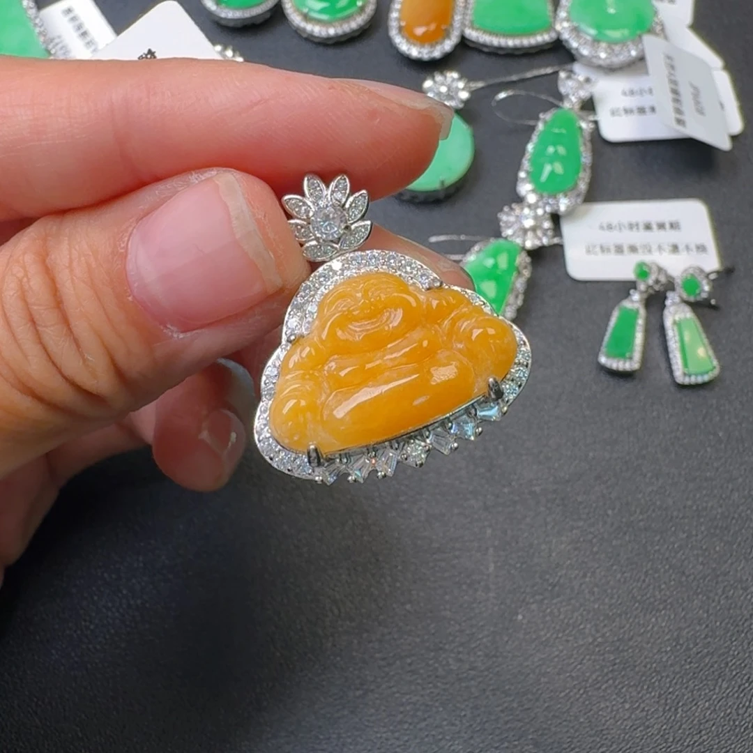 翡翠吊坠(不含链)银S925镶嵌