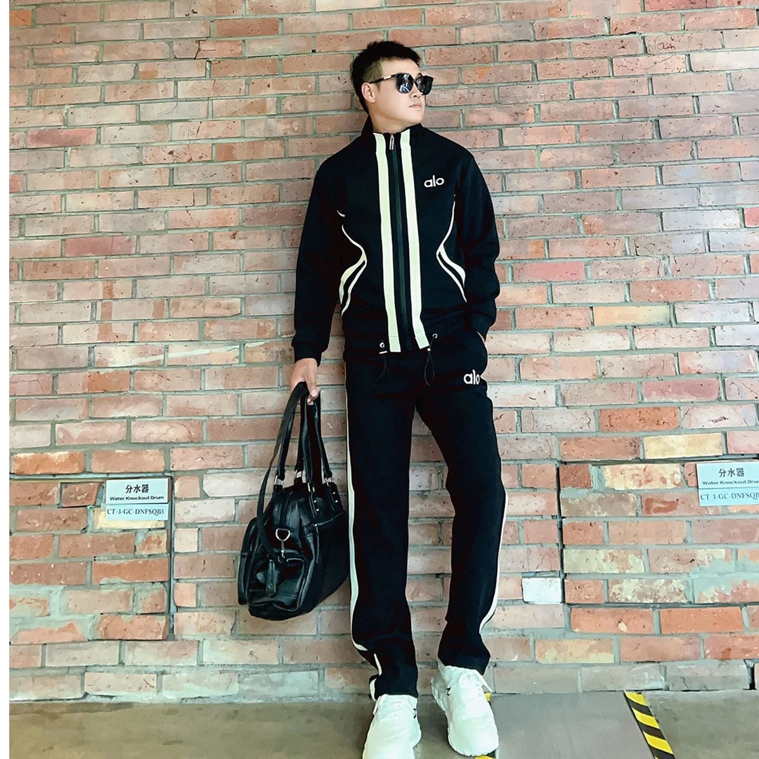 2025秋季新款男士休闲套装时尚轻奢百搭帅气拼接立领休闲运动套装