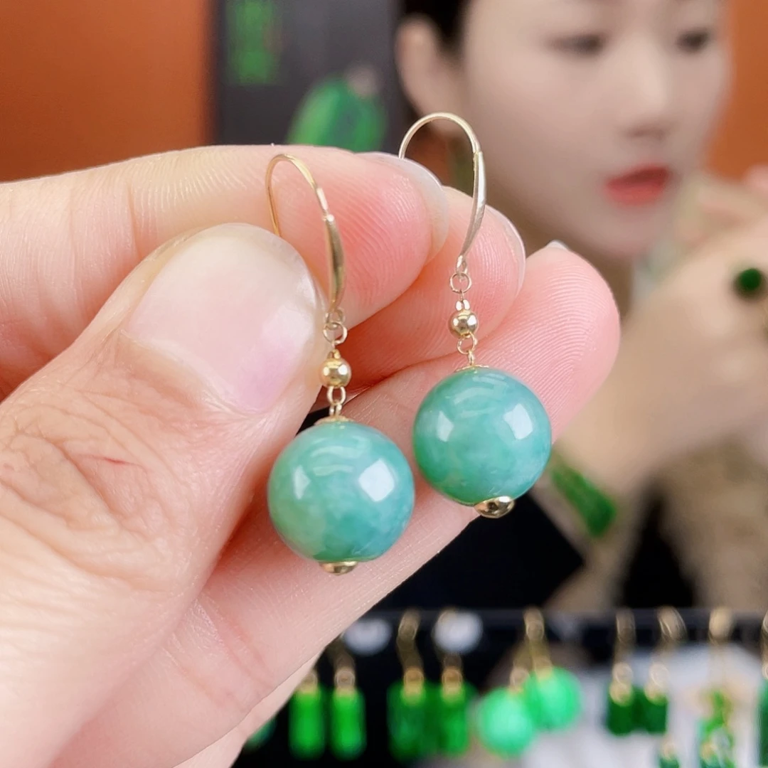 翡翠18K金镶嵌耳饰