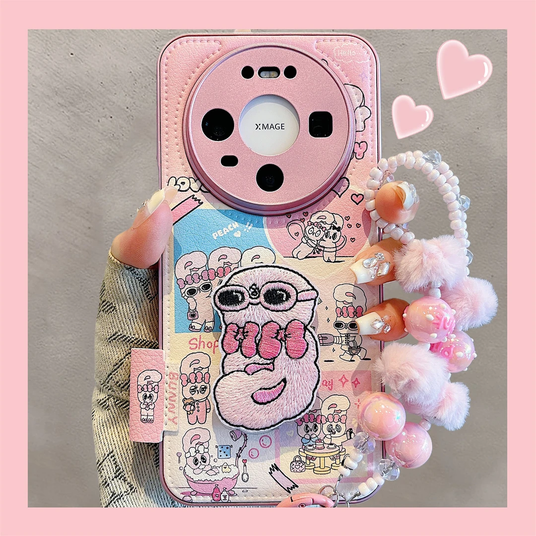 适用华为mate80promax新款手机壳搞怪卡通艾丝乐小兔子刺绣mate70