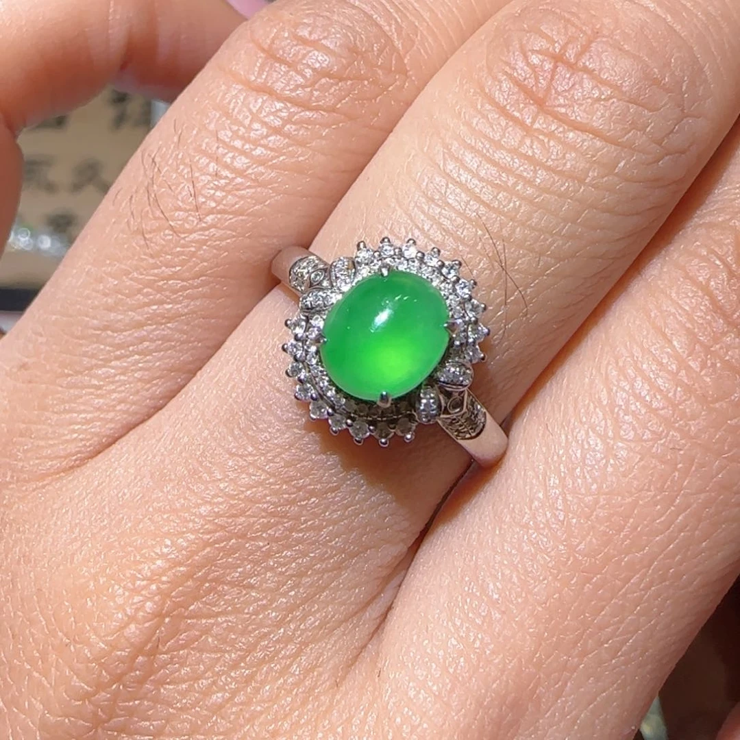 【闪购商品】翡翠戒指18K金镶嵌缅甸