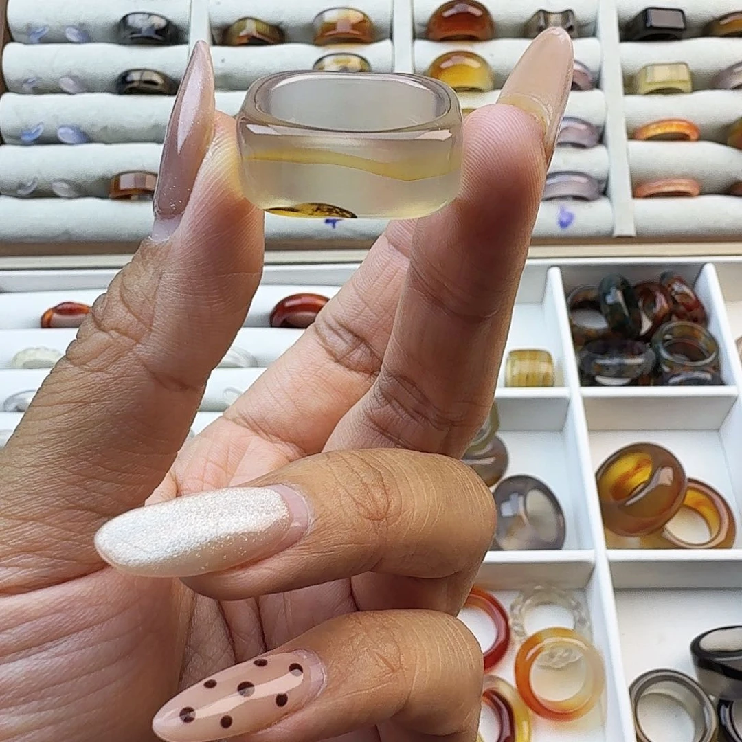 漫***读玛瑙/玉髓戒圈未镶嵌