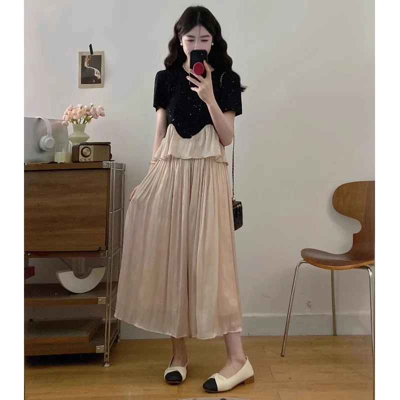 微胖洋气女装~夏季时尚轻奢气质一整套女法式休闲洋气显瘦两件套