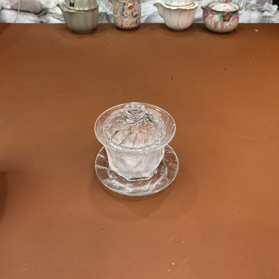 e082-高硼硅水晶玻璃三才盖碗