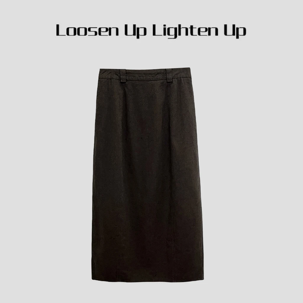 Loosen Up【布朗尼半裙】亚麻混纺直筒剪裁利落显瘦经典实穿半身裙