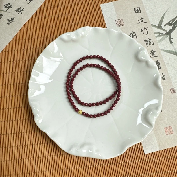 天然辰砂含辰砂天然朱砂多圈手串