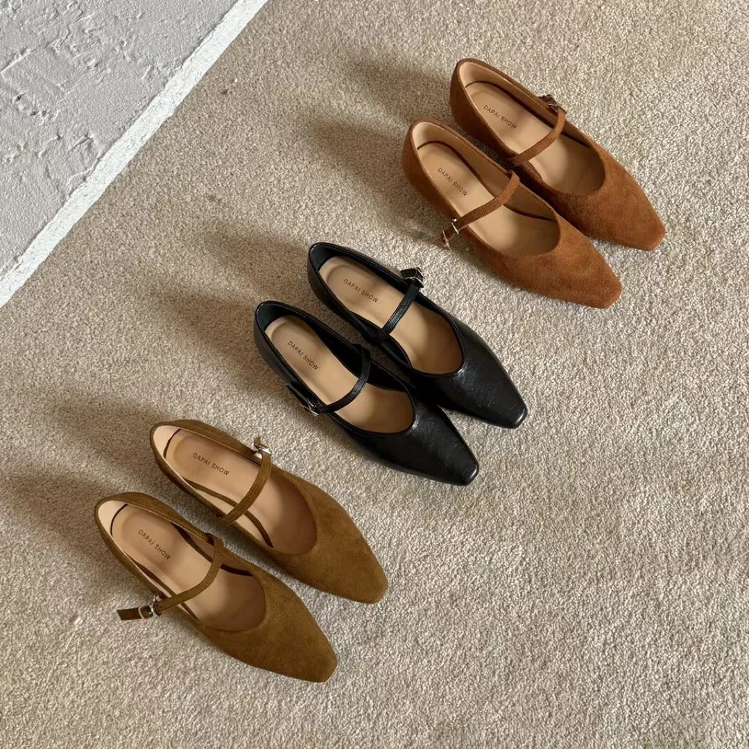 法式设计感简约气质单鞋女2025秋季百搭浅口跛跟复古玛丽珍女鞋子