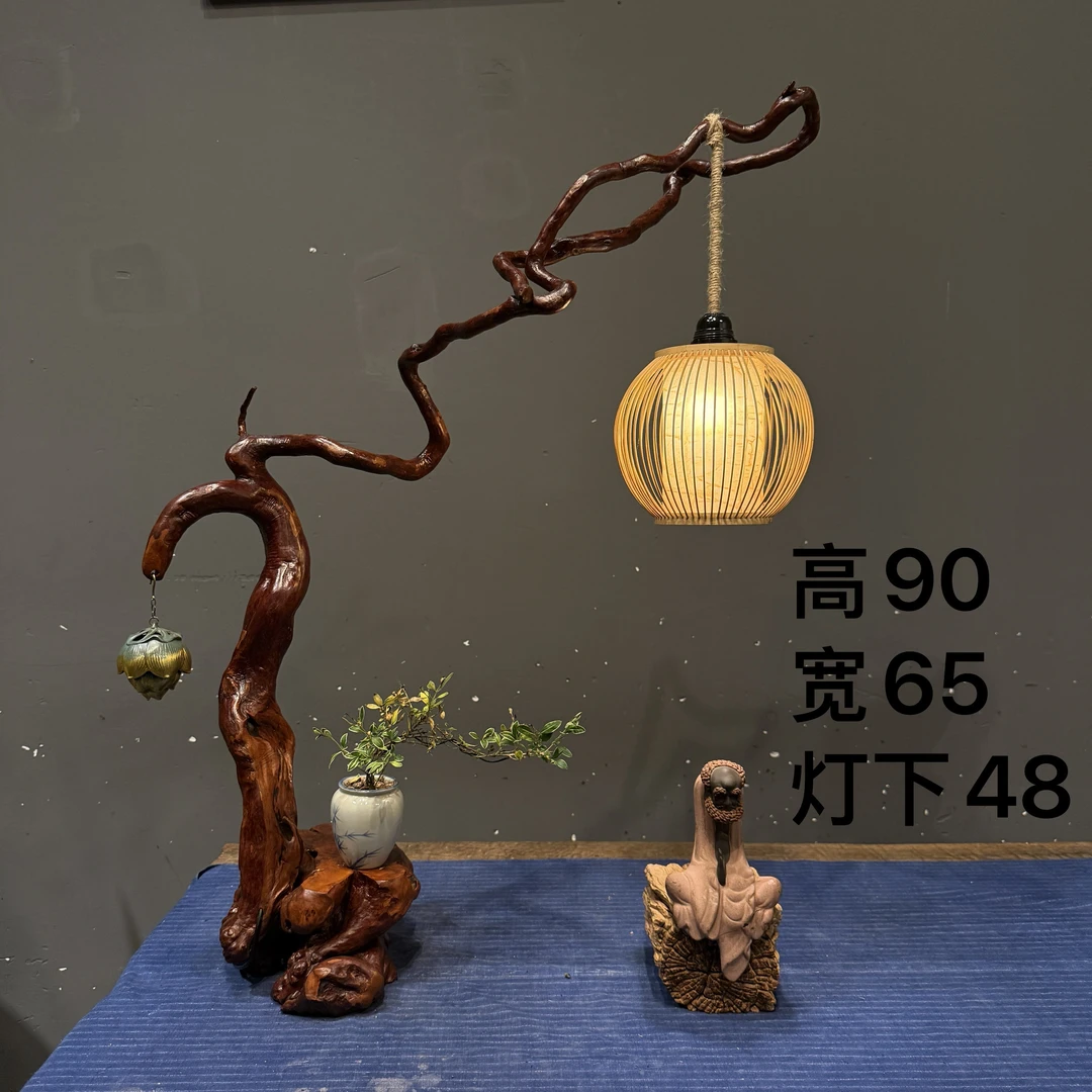 杜鹃根艺自然一体无拼接根艺台灯茶室客厅装饰氛围灯