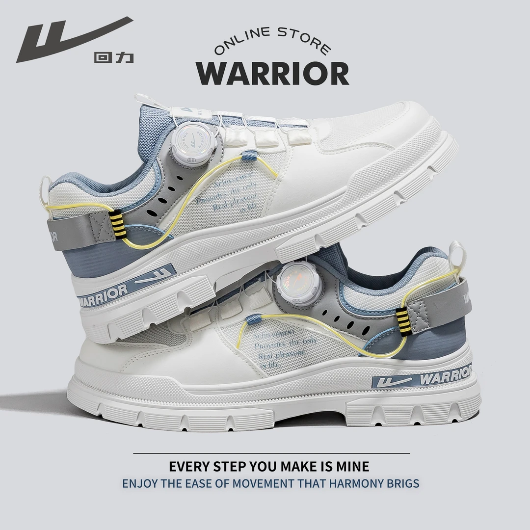 Warrior/回力春季新款男鞋时尚休闲板鞋网面透气潮鞋厚底百搭复古