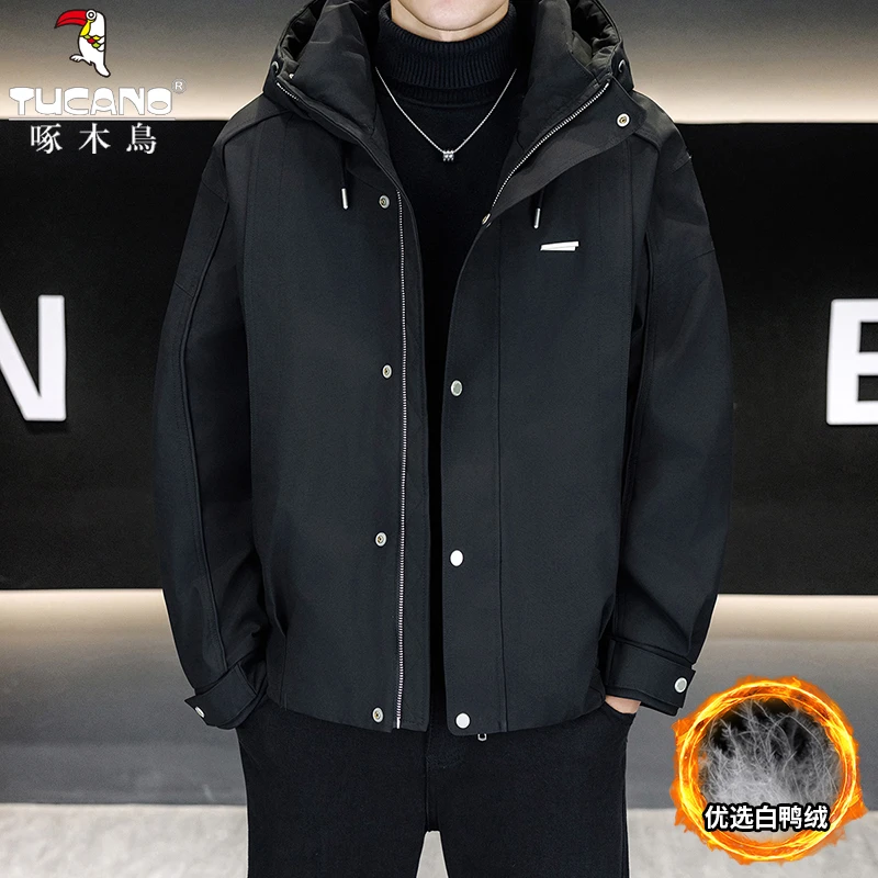 TUCANO/啄木鳥冬季时尚连帽工装夹克羽绒服短款保暖男外套高级感