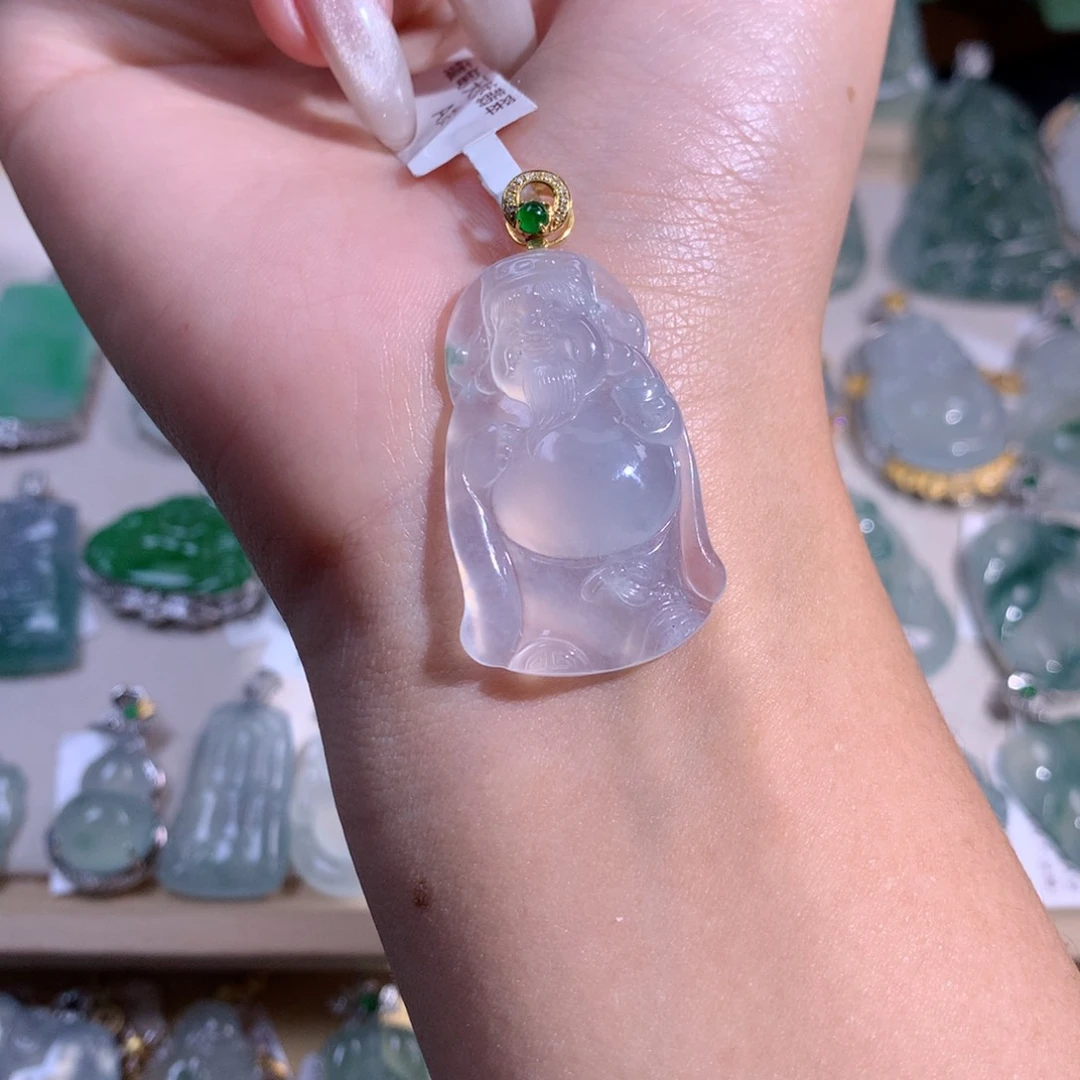 翡翠吊坠(不含链)18K金镶嵌