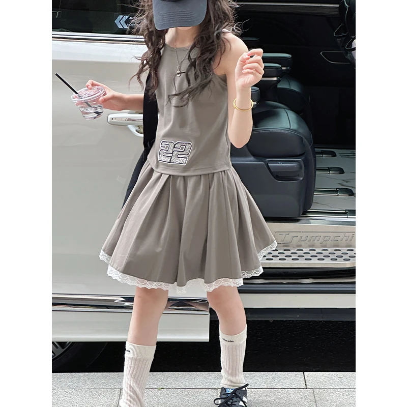 K29003韩系女童背心套装裙2025新款夏装儿童洋气女大童两件套时髦