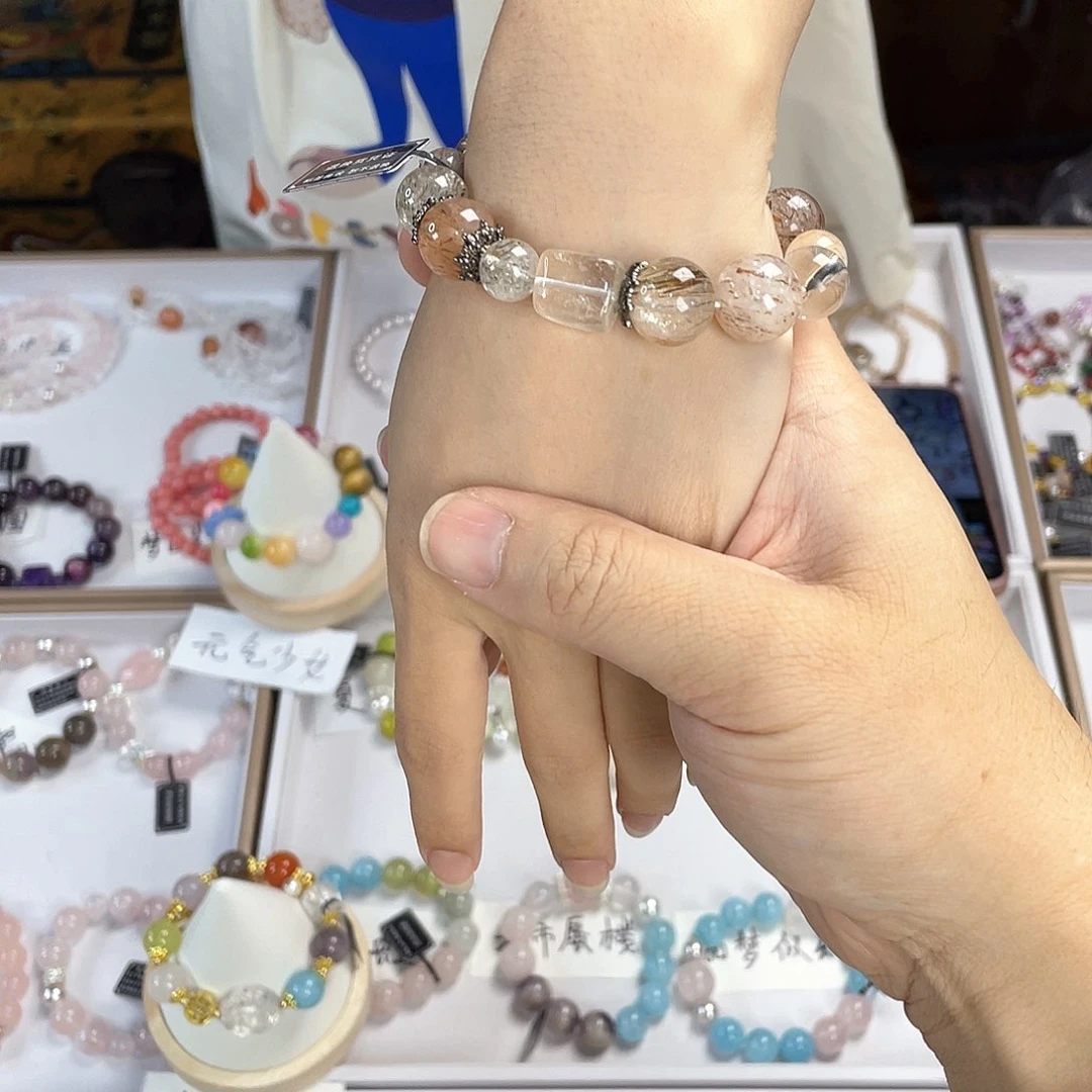 水晶手链银S925镀金镶嵌