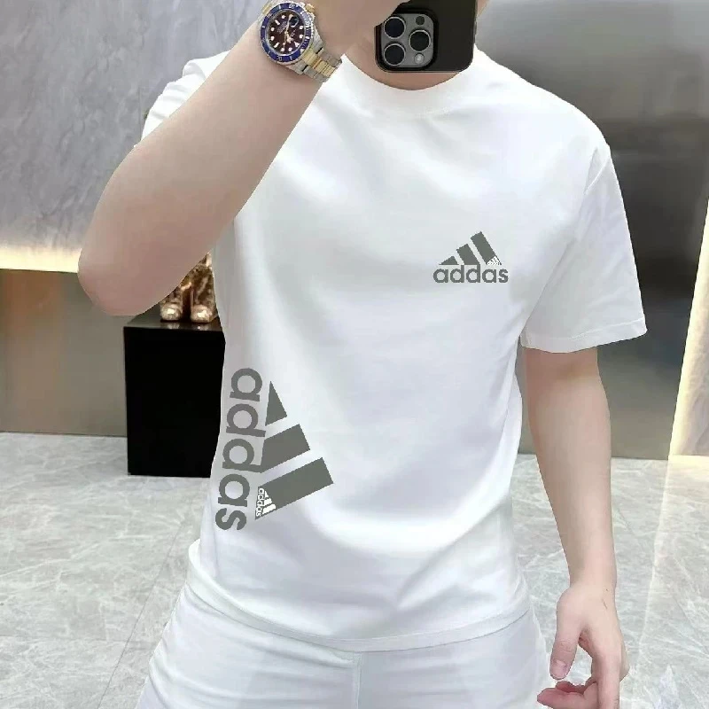 2025夏季新款潮流时尚运动休闲男士百搭修身圆领弹力潮牌短袖T恤