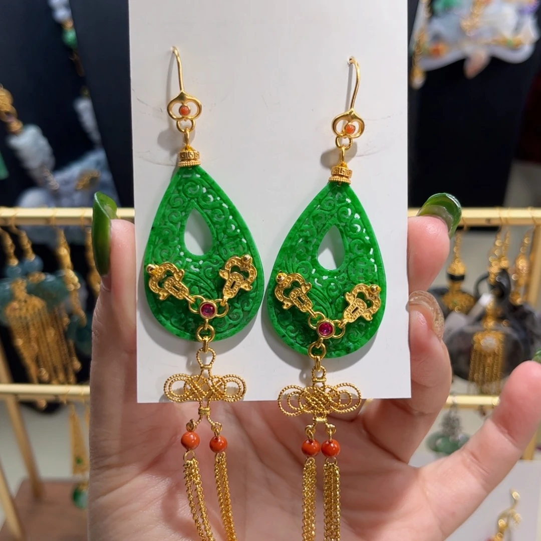 【闪购商品】翡翠耳饰未镶嵌17阳绿