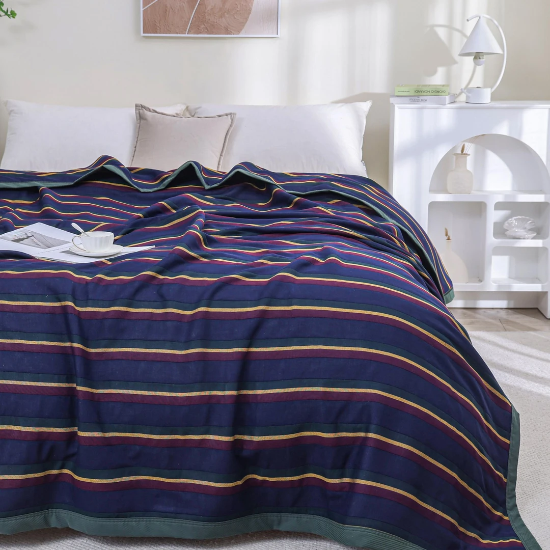 XDONGY（冬云家纺）高端230*250加大蚕 丝蛋白 雅欢线条 绿色床盖