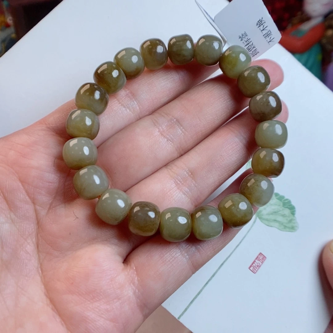 和田玉手链未镶嵌糖白