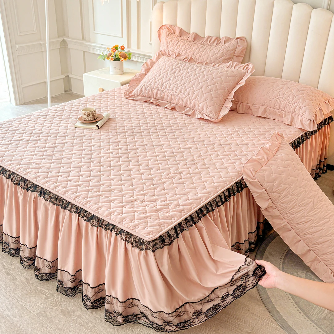 2025新款蕾丝水洗棉夹棉加厚床裙床裙遮丑床罩床裙四季通用